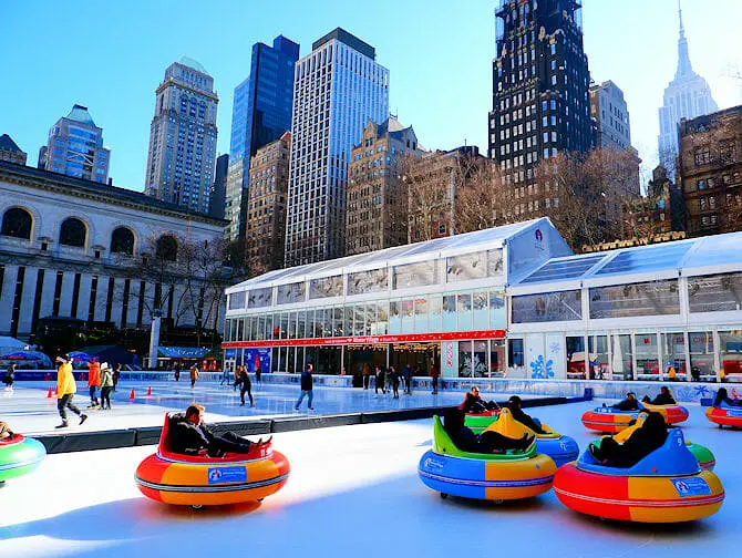 Gå på skøyter i New York - Bryant Park skøytebane