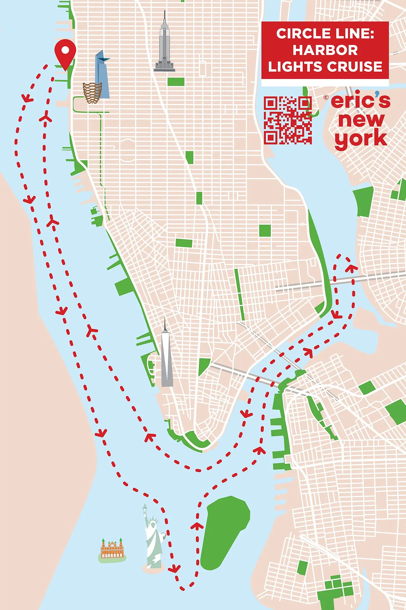 Circle Line New York Harbour Lights Cruise - Rute