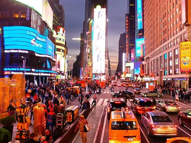 Big Bus in New York - Times Square på kvelden