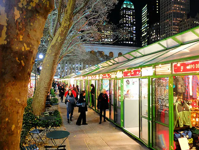 Markeder i New York - Dekorasjon i Bryant Park