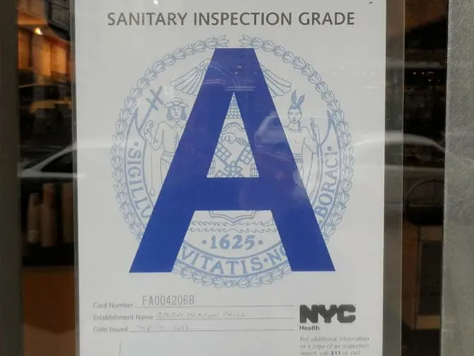 Hygiene på restauranter i New York - Karakter A
