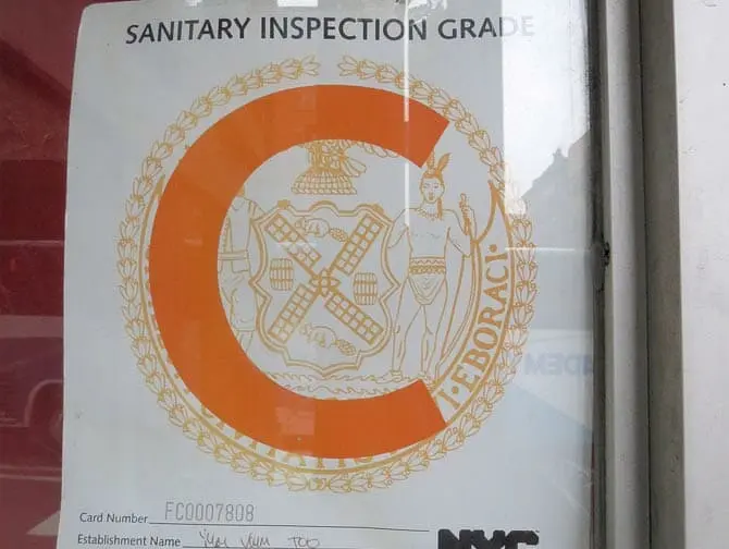 Hygiene på restauranter i New York - Karakter C