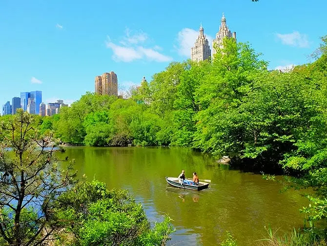Leie robåt i Central Park - Par som ror