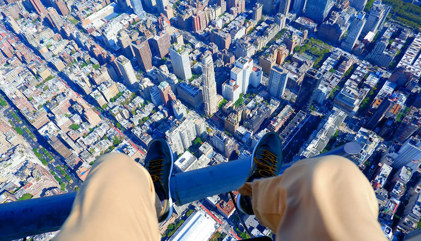 Helikoptertur uten dører i New York - Sko-selfie