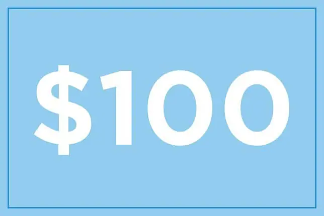 Gavekort for $ 100
