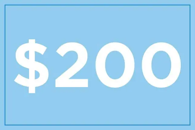 Gavekort for $ 200