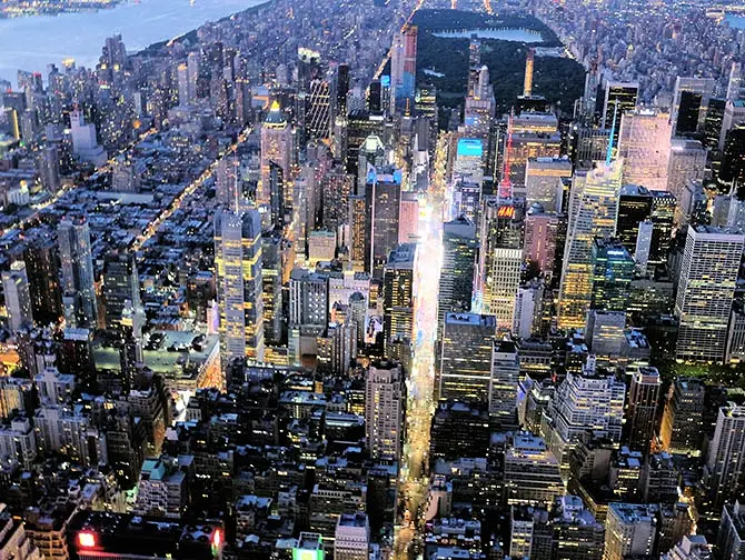 New York helikoptertur om kvelden - Times Square