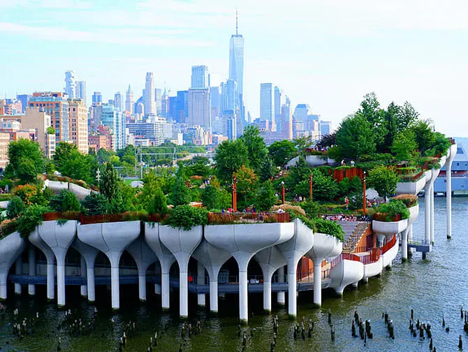Little Island i New York - Park på stolper