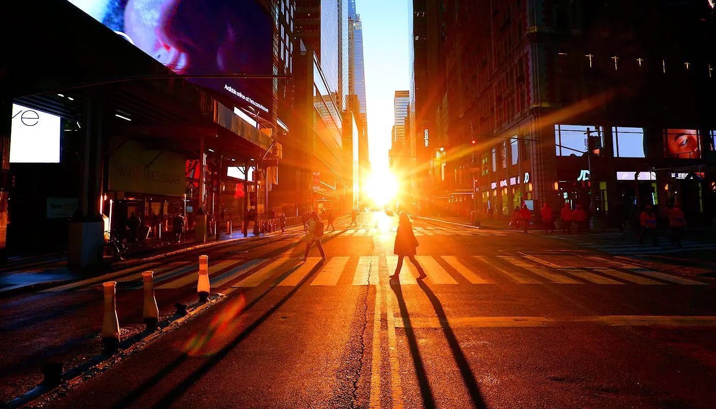 Manhattanhenge Street - Utsikt