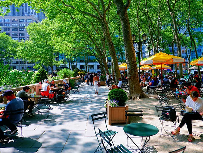 Bryant Park i New York - Stemning
