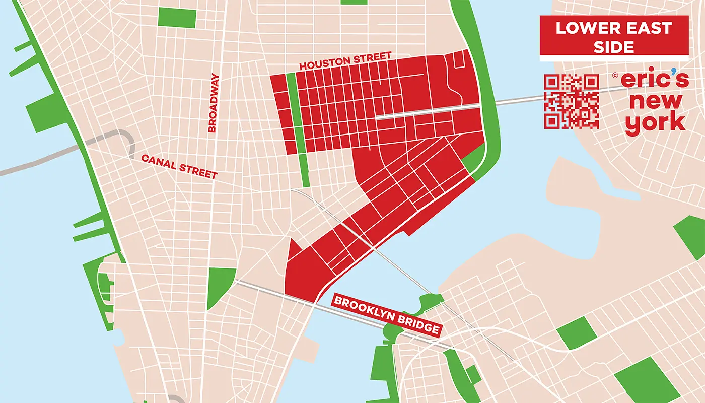 Lower East Side i New York - Gratis Kart