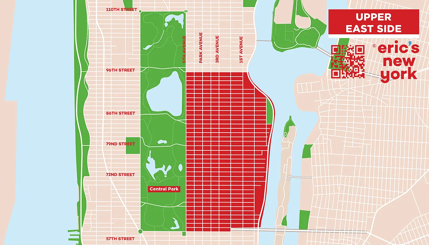 Upper East Side i New York - Gratis Kart