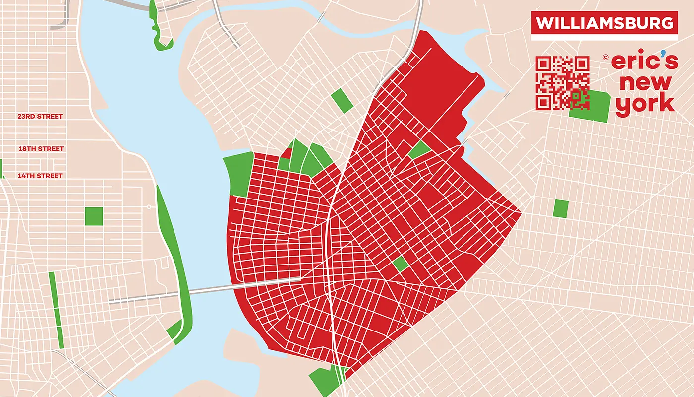 Williamsburg i New York - Gratis Kart